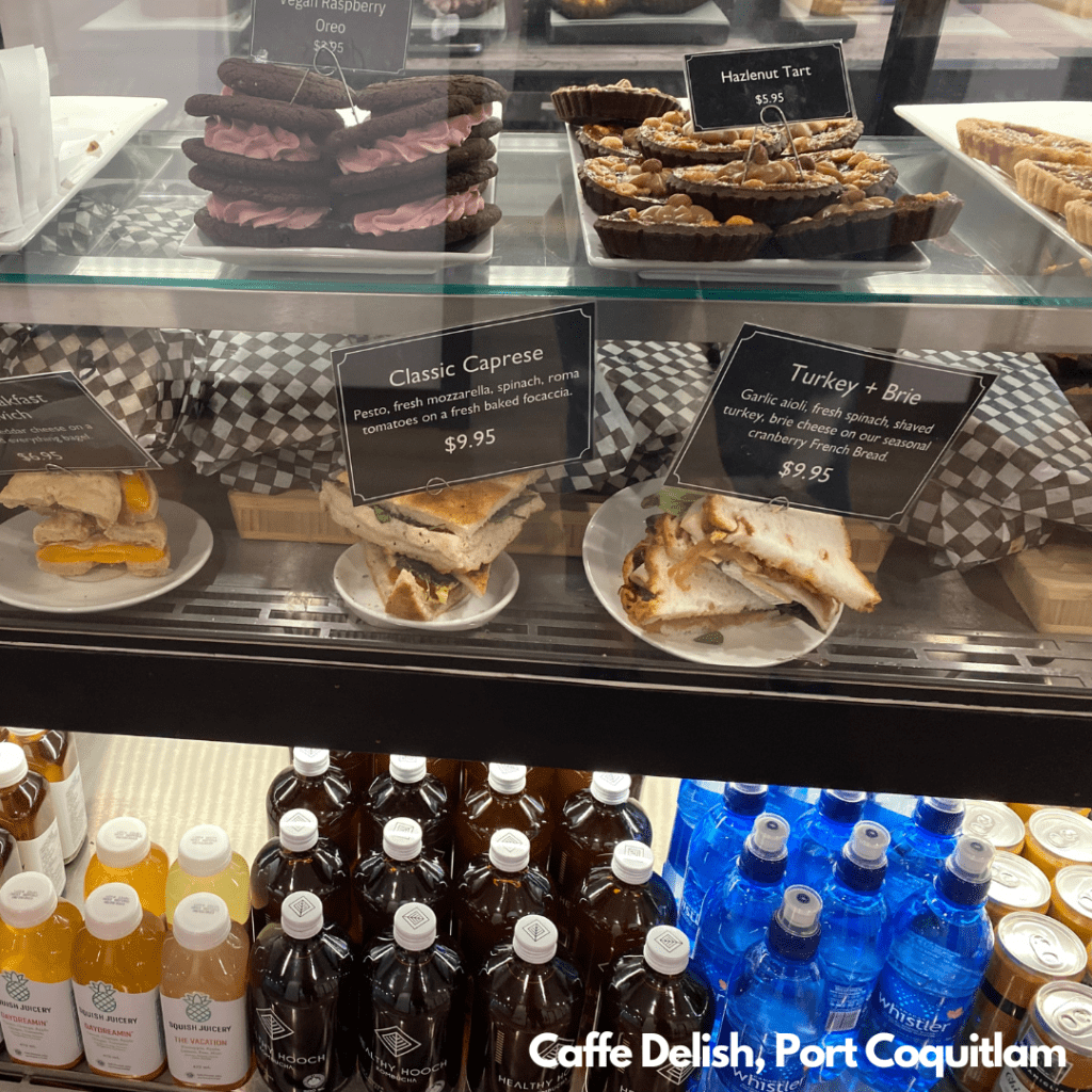 Gluten free pastry case at Caffe Delish in Port Coquitlam, BC