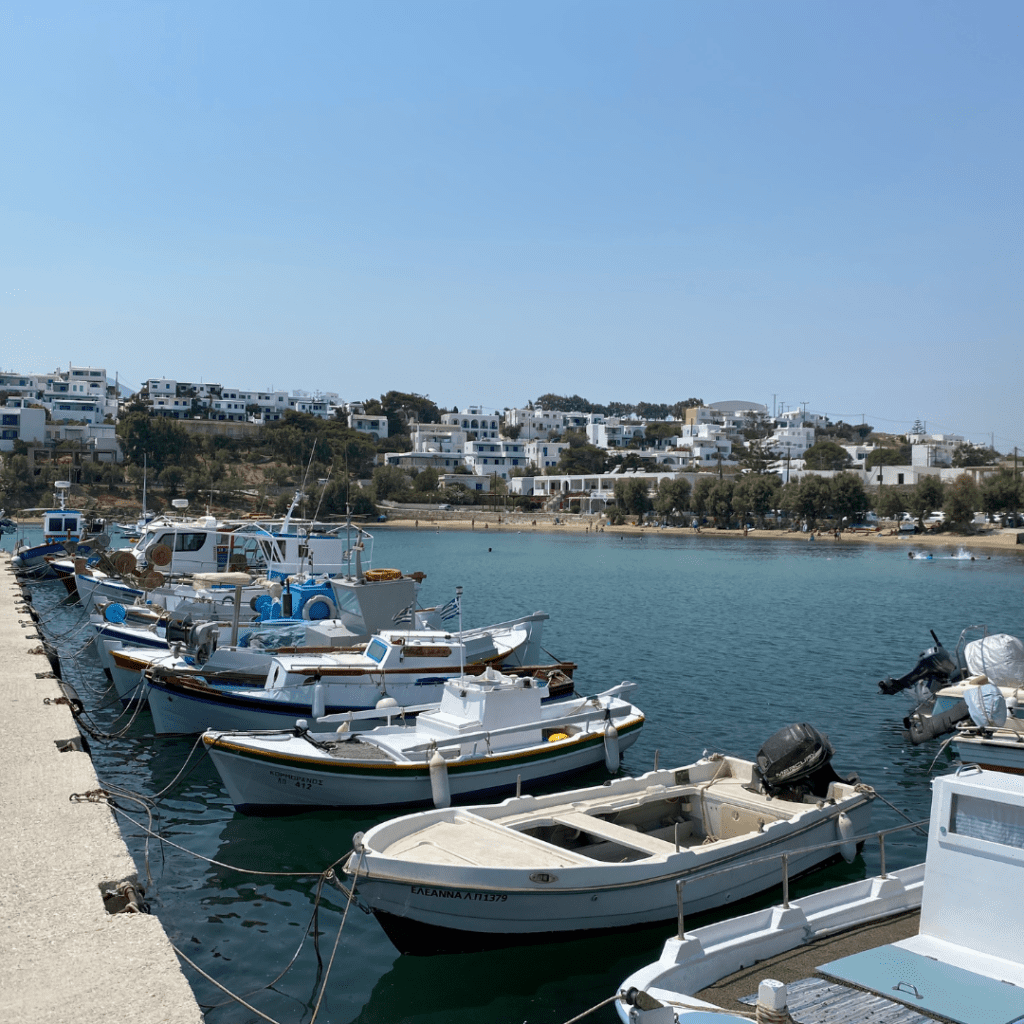 Boats in Piso Livadi on the island of Paros, Greece