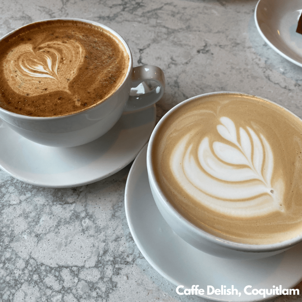 Coffees at Caffe Delish in Port Coquitlam, BC