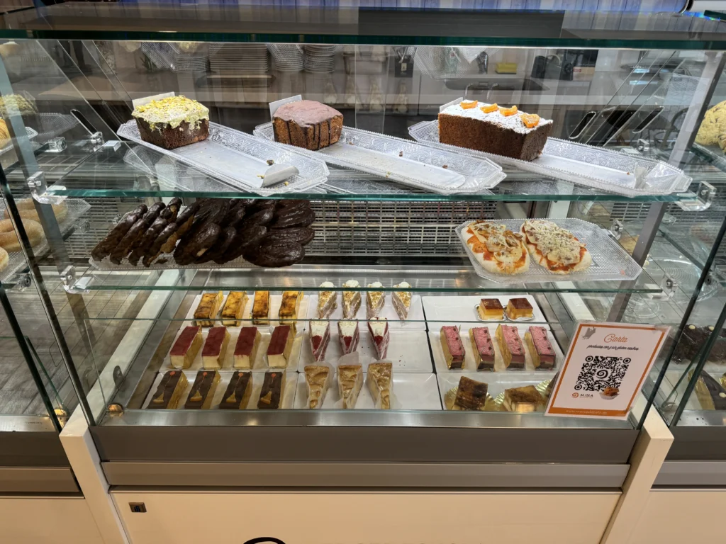 Pastry case at M Isla Pasteleria  in Granada, Spain