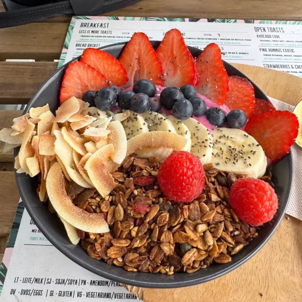 Gluten free smoothie bowl in the Algarve, Portugal