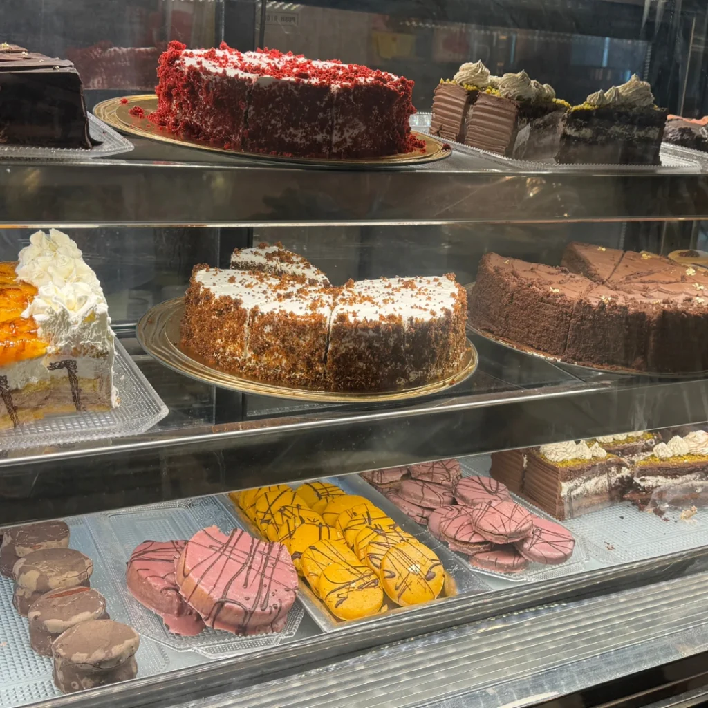 Pastry case at Durazno y Chaja in Sevilla, Spain