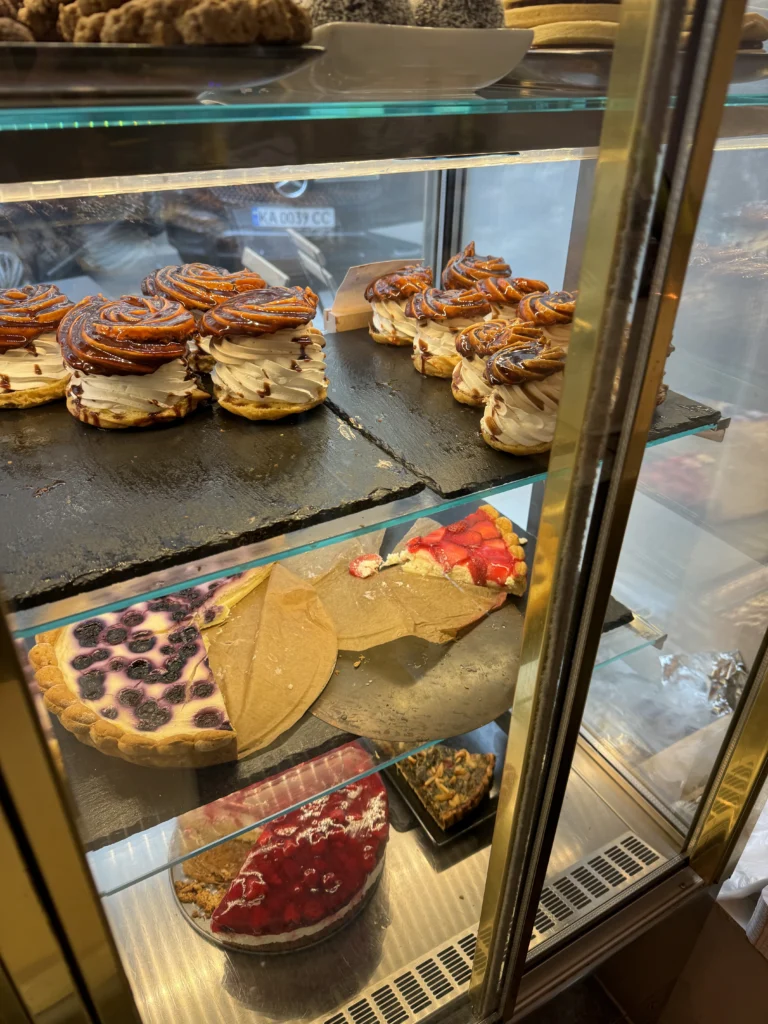 Pastry case at Antonio Sandev Bistro in Prague