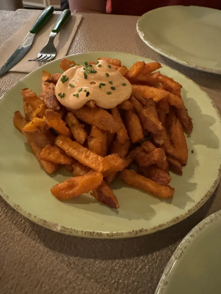 Gluten free sweet patatas bravas at Barcelona restaurant Avocados