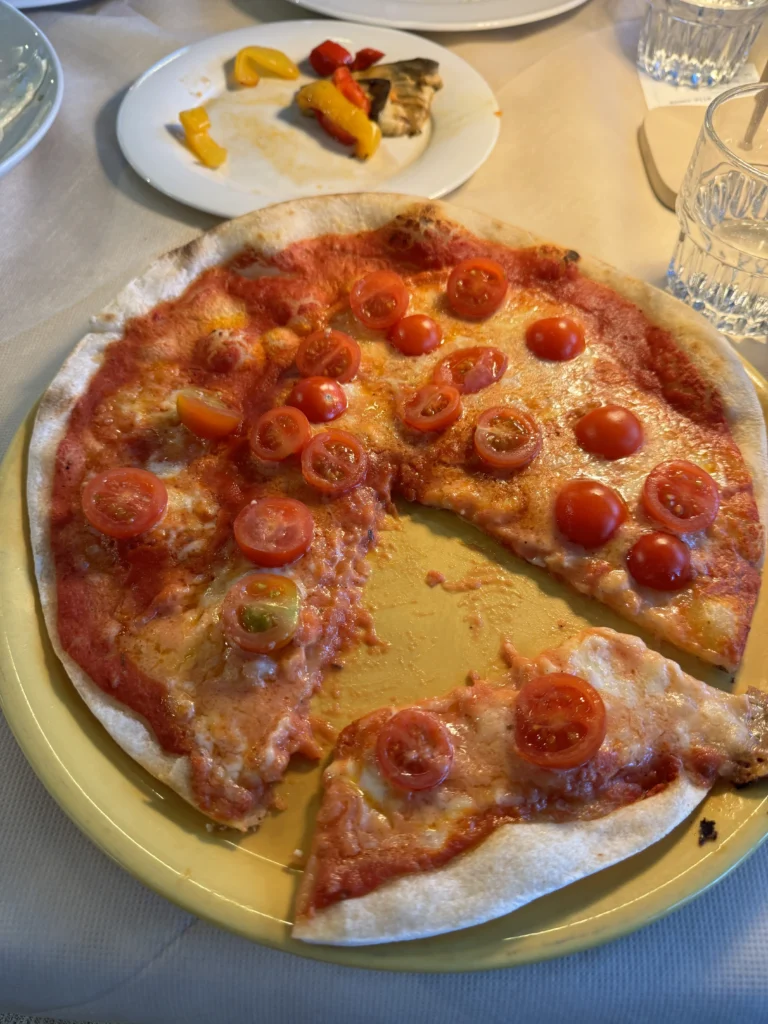 Gluten free pizza at Bella Vista in Pescheira del Garda, Italy