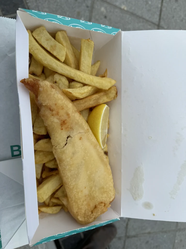 Gluten free fish and chips from Beshoff Bros in Dublin, Ireland