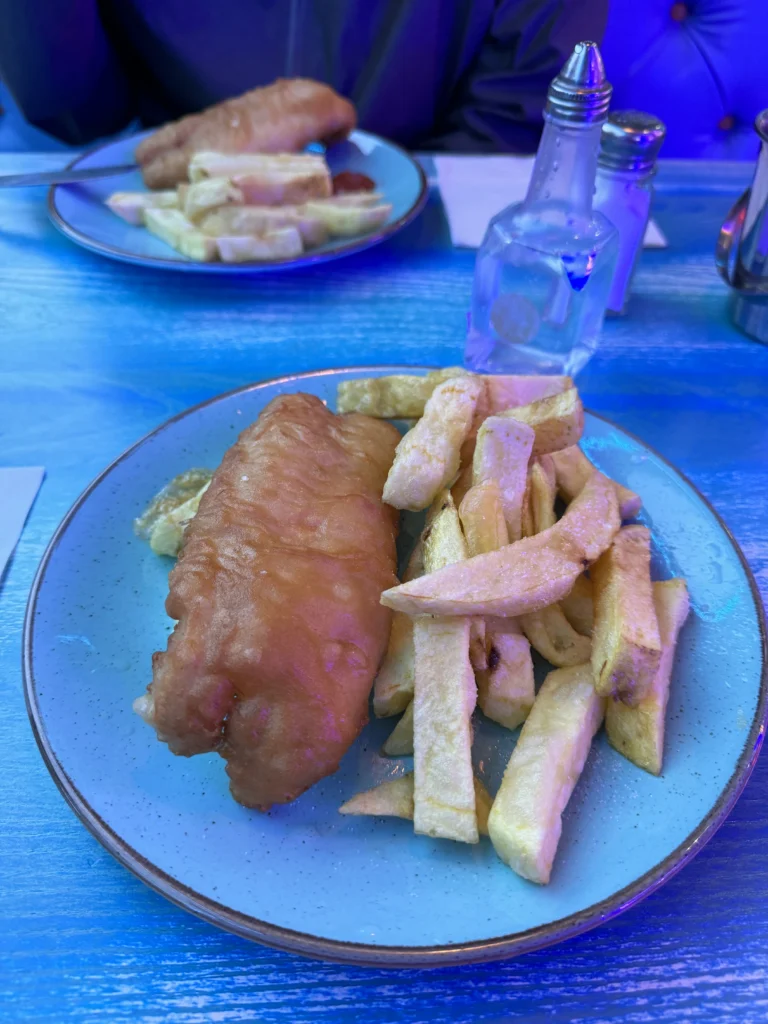 Gluten free fish & chips at Blue Lagoon in Glasgow, Scotland