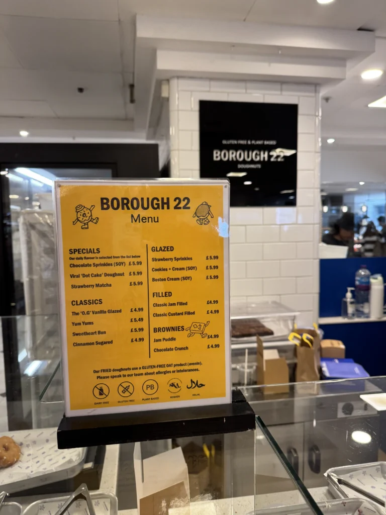Borough 22 menu
