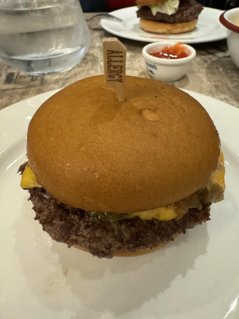 Gluten free burger at Bread Meats Bread in Edinburgh, Scotland