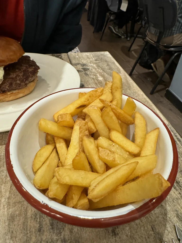 Gluten free fries at Bread Meats Bread in Edinburgh, Scotland