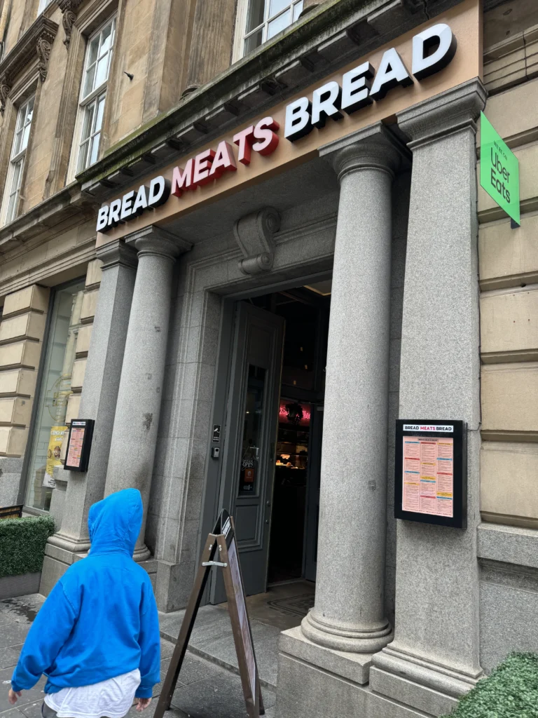 Storefront of Bread Meats Bread in Glasgow, Scotland