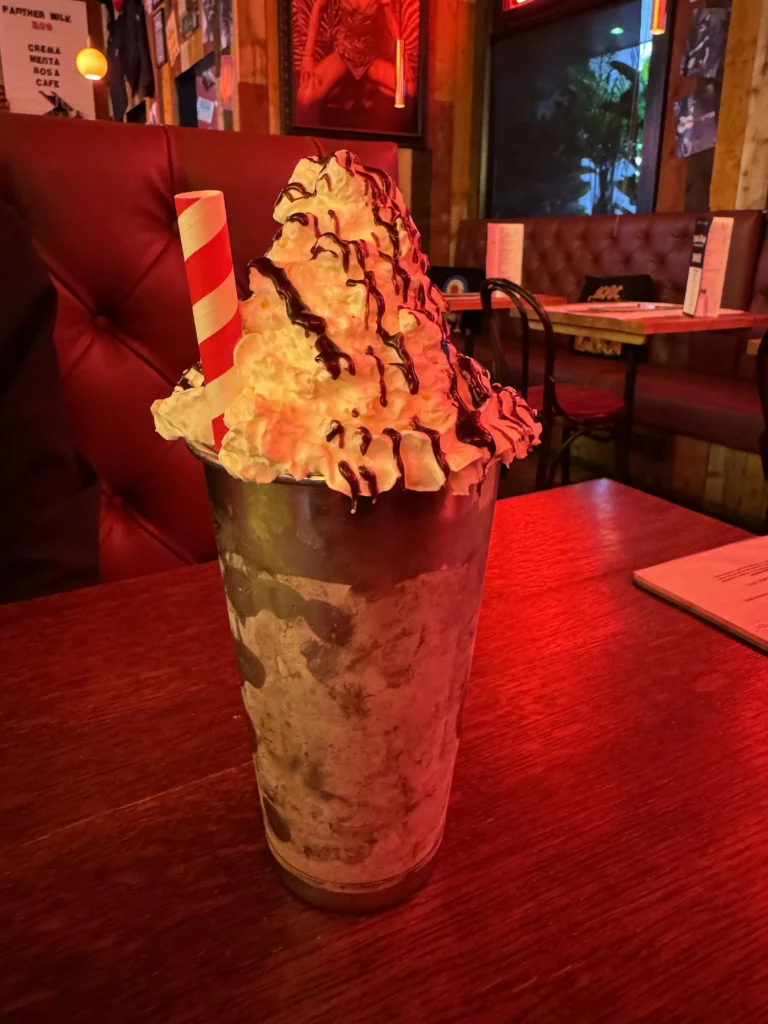 Gluten free milkshake at Buck's Bar in Edinburgh, Scotland