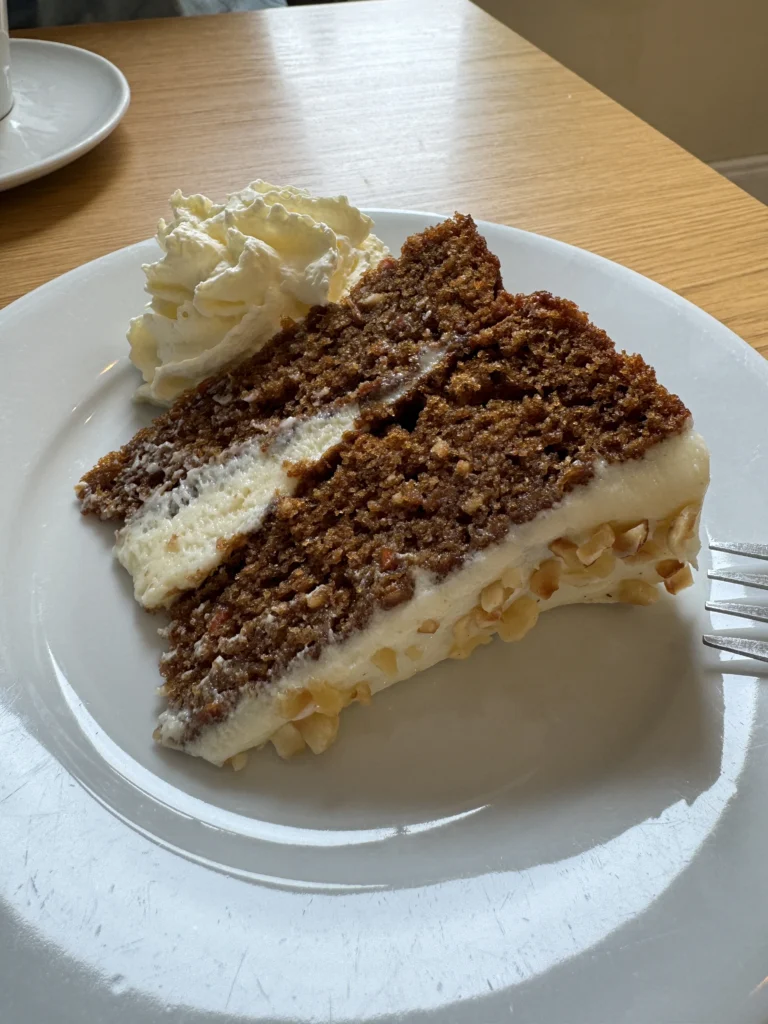 Gluten free carrot cake at Upstairs Downstairs in Clifden, Ireland