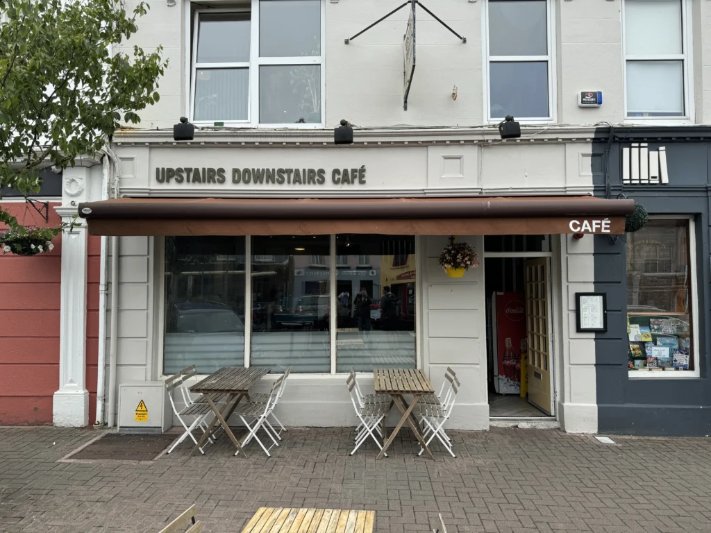 Storefront of Upstairs Downstairs in Clifden, Ireland