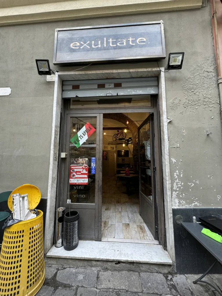 Storefront of Exultate in Genoa, Italy