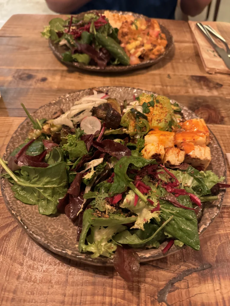 Dinner platter at Honest Greens in Porto, Portugal