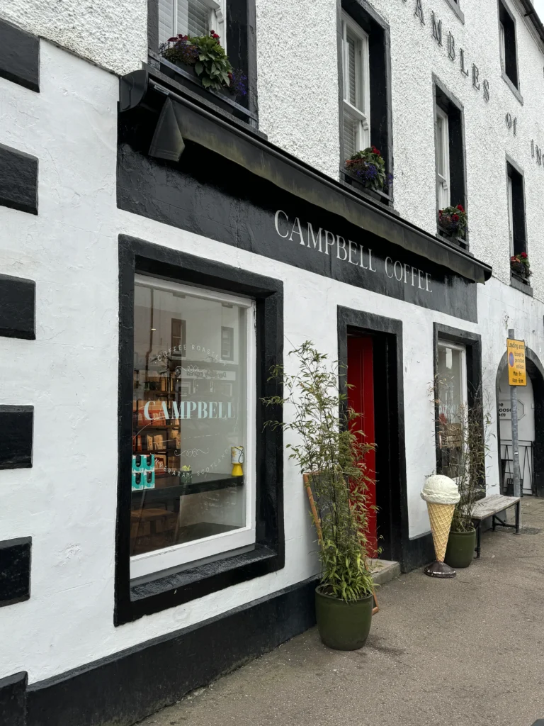 Storefront of Campbell Coffee in Inveraray, Scotland