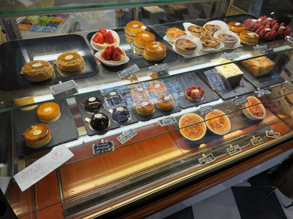 Pastry case at L'etoile in Edinburgh, Scotland