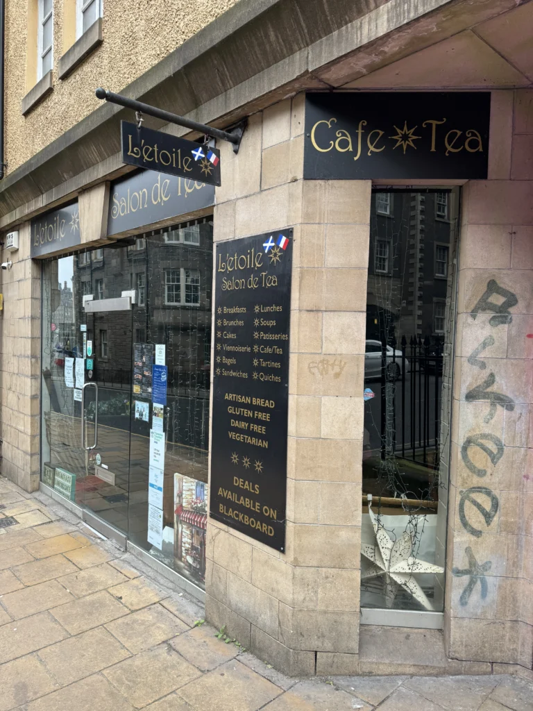 Storefront of L'etoile in Edinburgh, Scotland