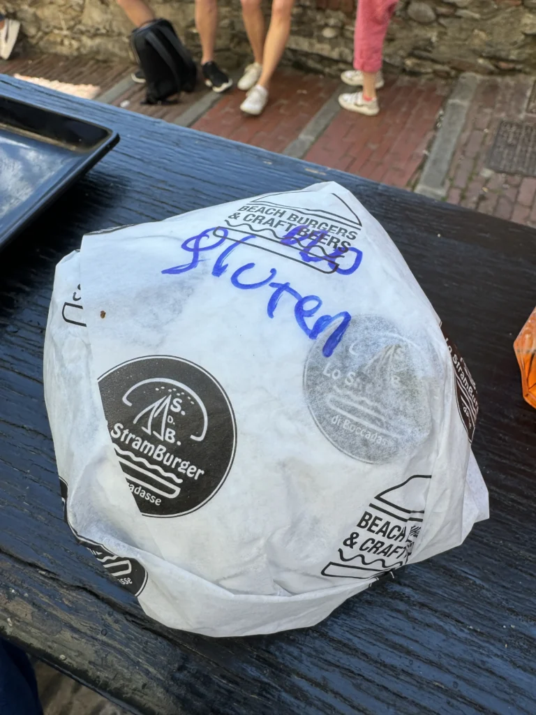 Gluten free burger at Lo Stramburger in Genoa, Italy