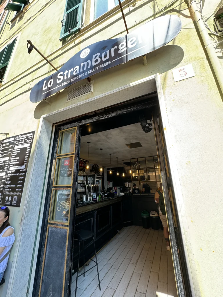 Storefront of Lo Stramburger in Genoa, Italy