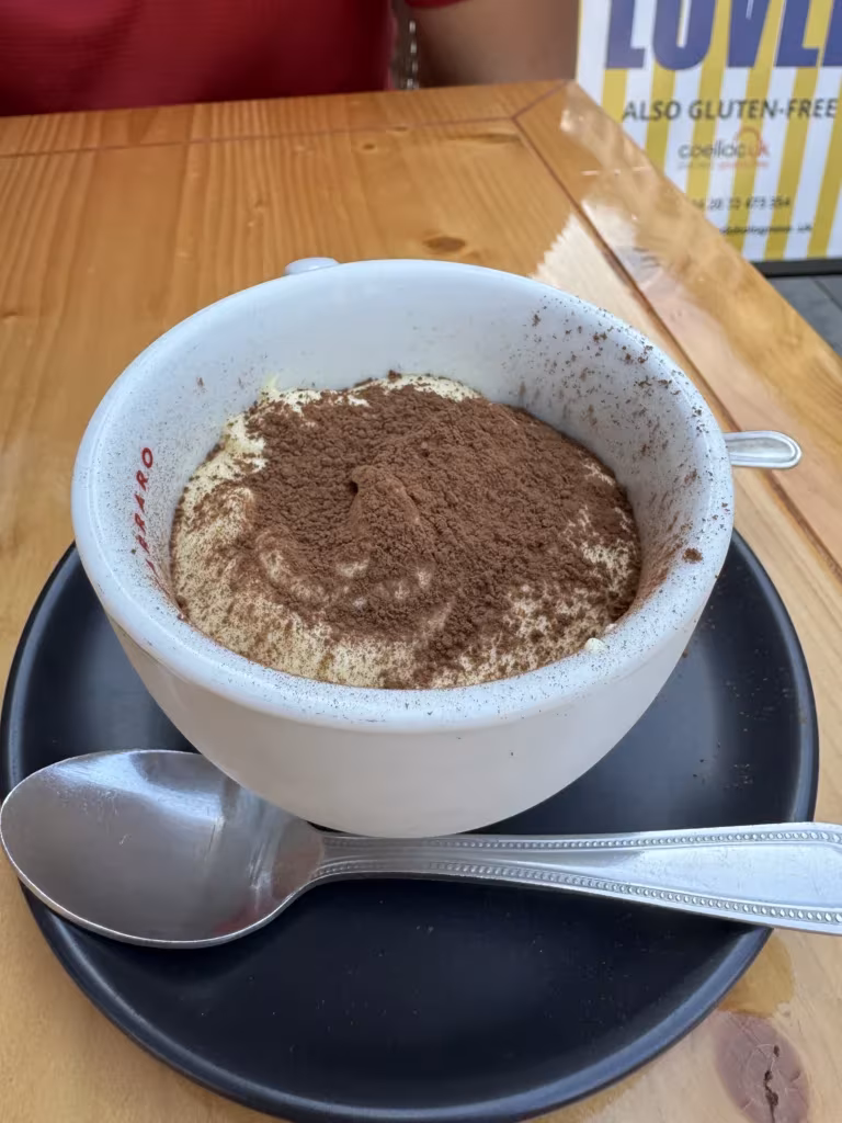 Gluten free tiramisu at Mattarello Bolognese in London, UK