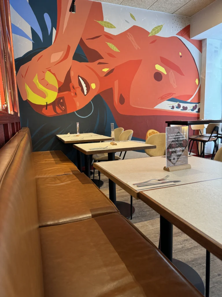 Inside of Naked&Sated in Madrid, Spain