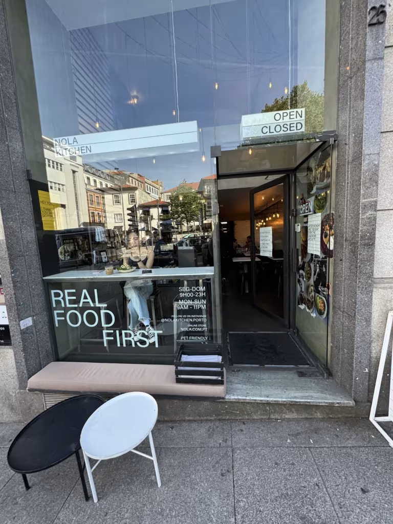 Storefront of Nola Kitchen in Porto, Portugal