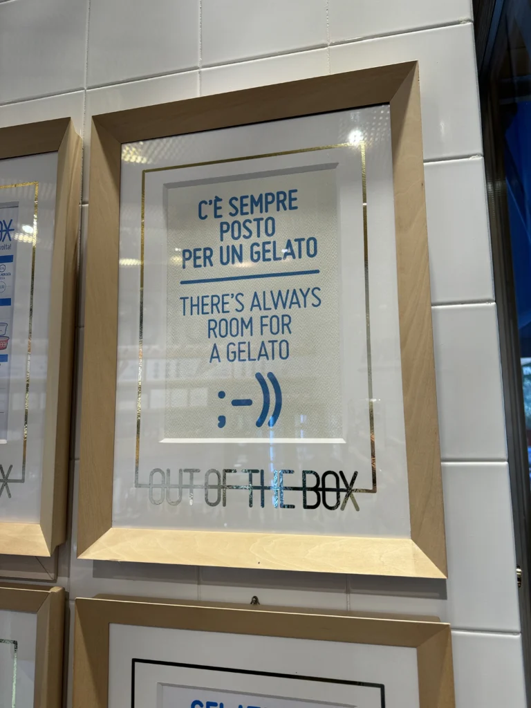 Signage at Out-of-the-Box in Milan, Italy