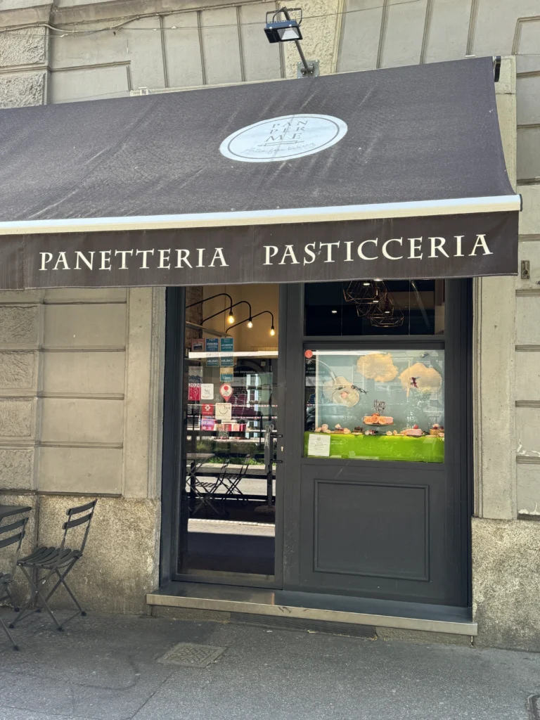 Storefront of Pan Per Me in Milan, Italy