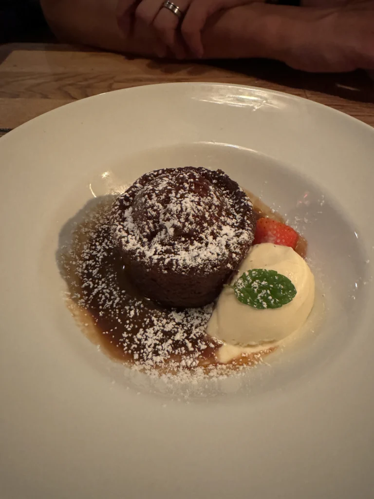 Gluten free sticky toffee pudding at Stonechat restaurant in Killarney, Ireland
