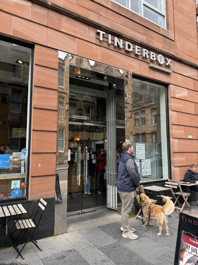 Storefront of Tinderbox in Glasgow, Scotland