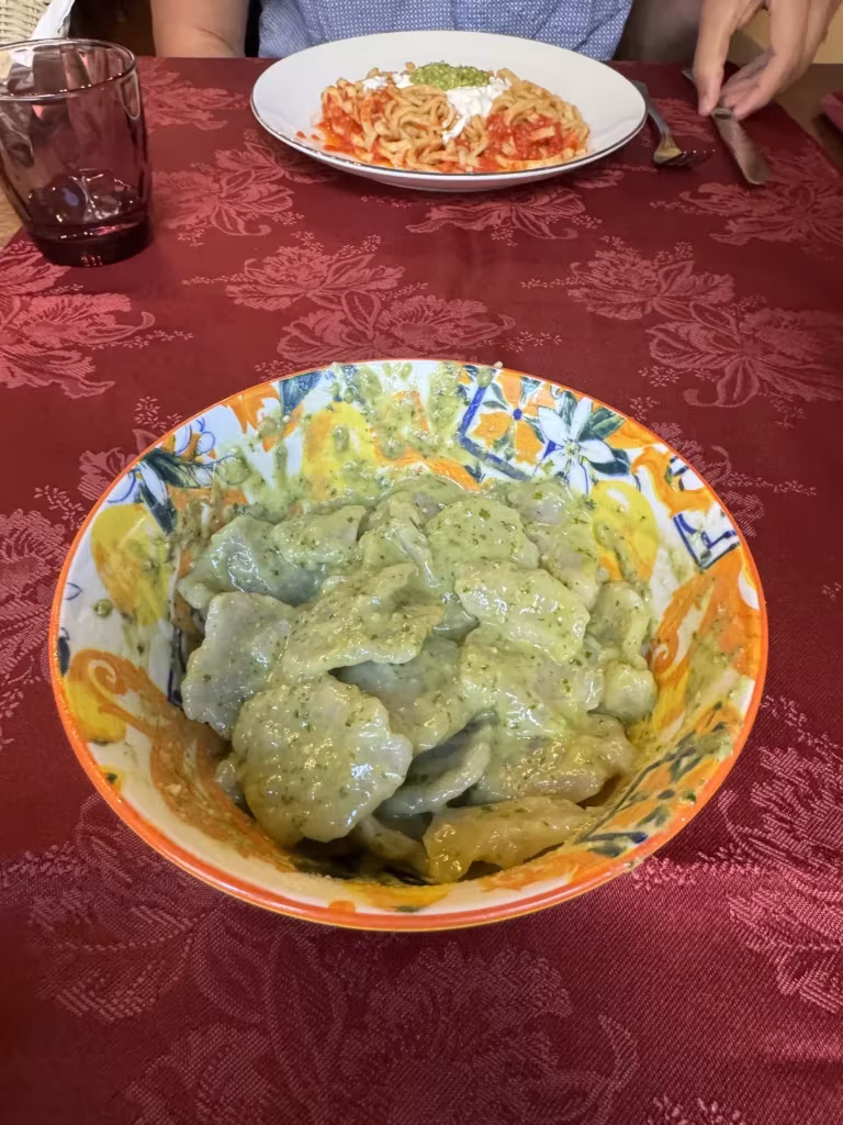 Gluten free pasta at Trattoria Alle due Torre in Genoa, Italy