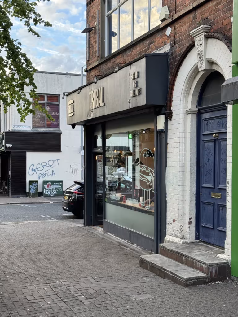 Storefront of Tribal Burger in Belfast, Northern Ireland