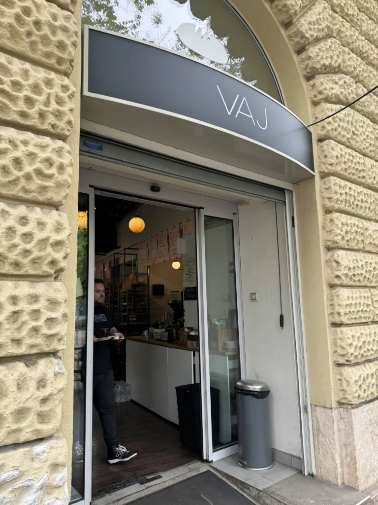 Storefront of Vaj cafe in Budapest, Hungary