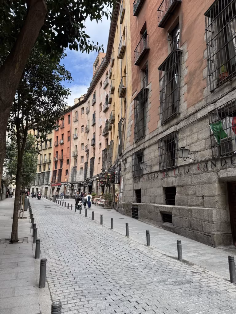 Cool streets near Mercado de San Miguel in Madrid, Spain