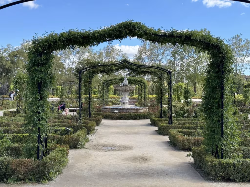 El Retiro park Rose Garden in Madrid, Spain