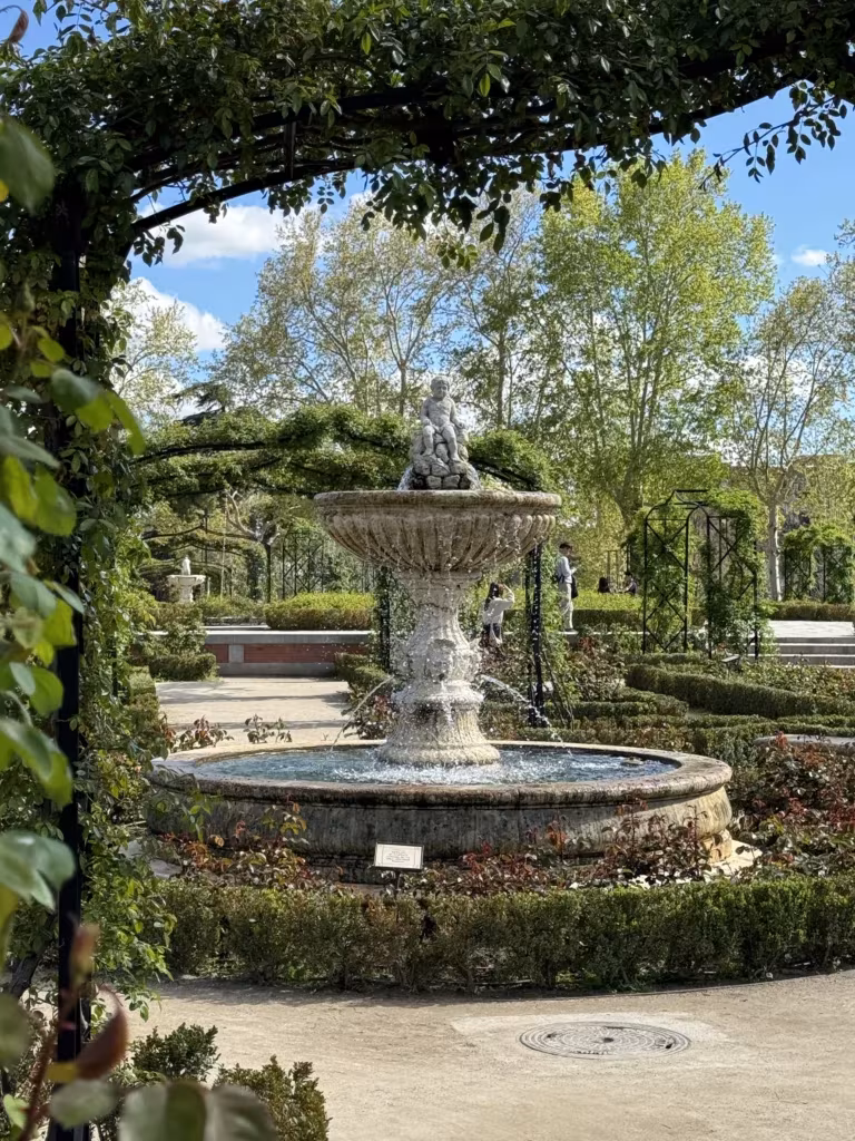 El Retiro park Rose Garden in Madrid, Spain