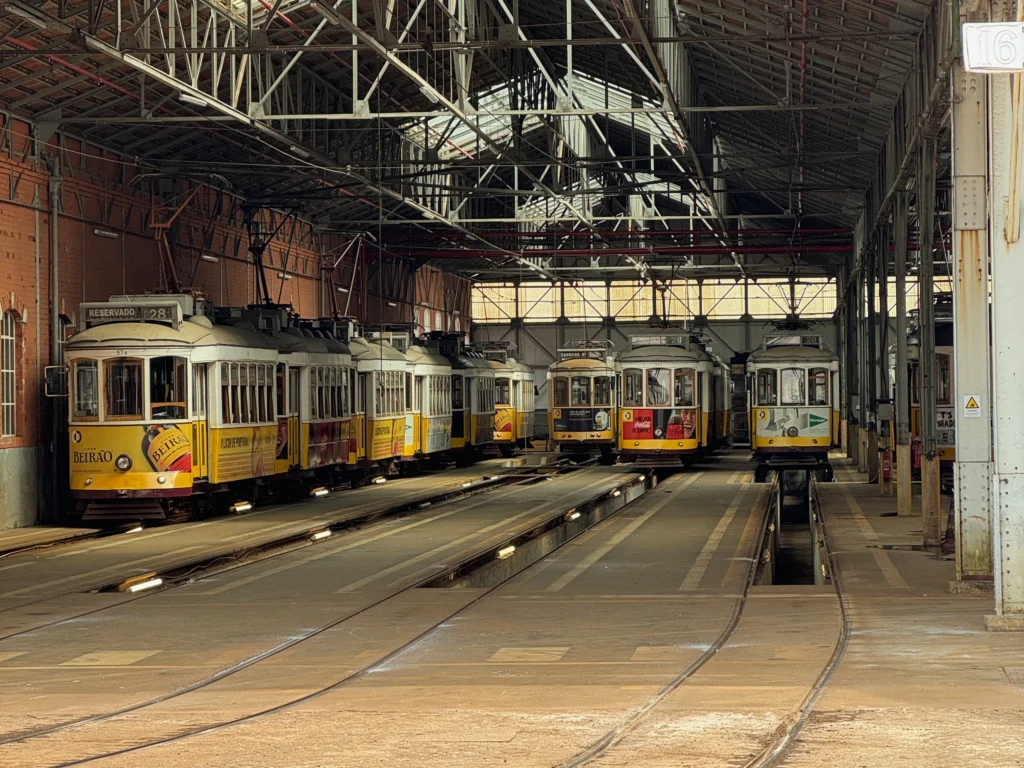 Tram 28 storage in Lisbon, Portugal