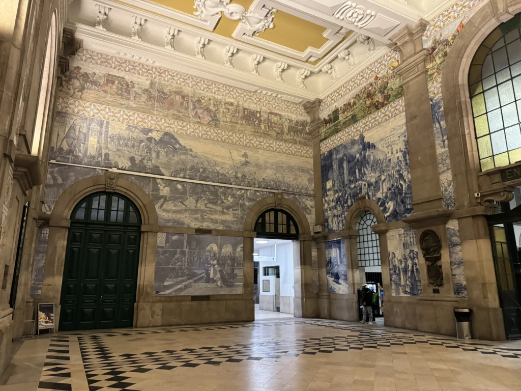 Inside Sao Bento train station in Porto, Portugal