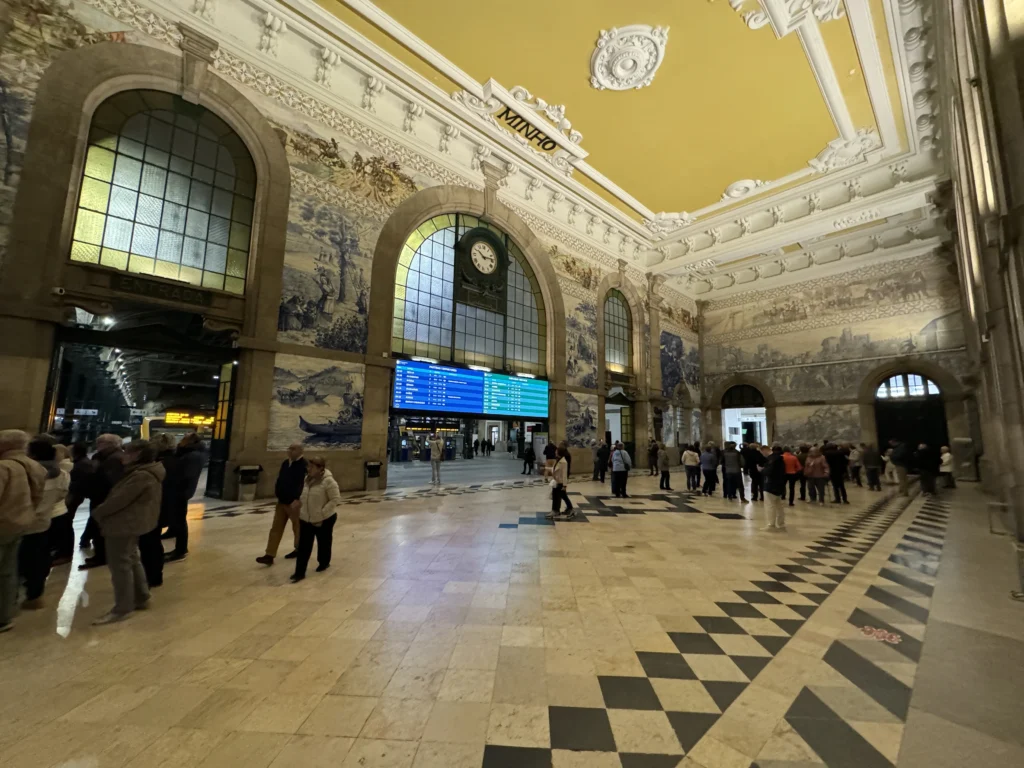 Inside Sao Bento train station in Porto, Portugal
