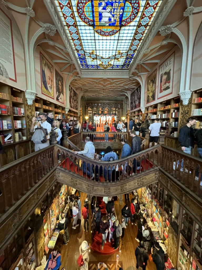 Inside of Livraria Lello in Porto, Portugal