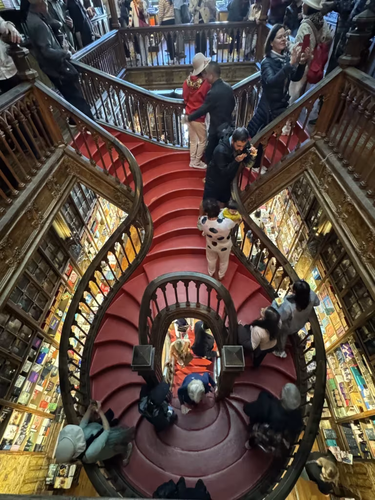 Staircase inside Livraria Lello in Porto, Portugal