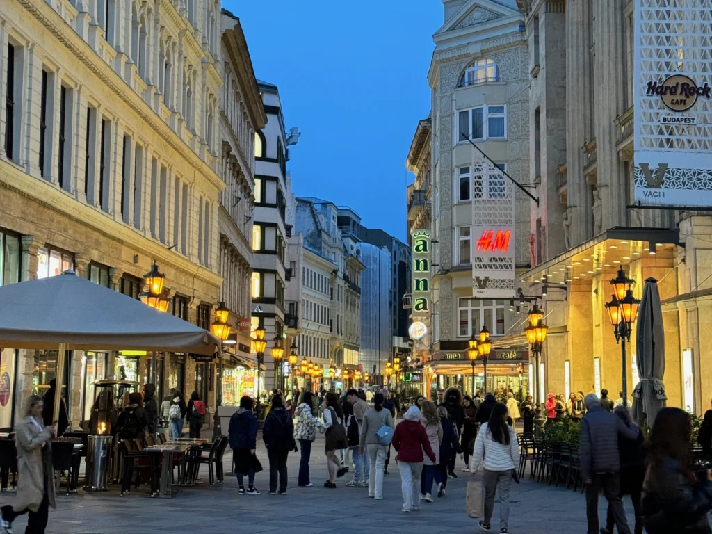 Vaci Utca (shopping street) in Budapest, Hungary