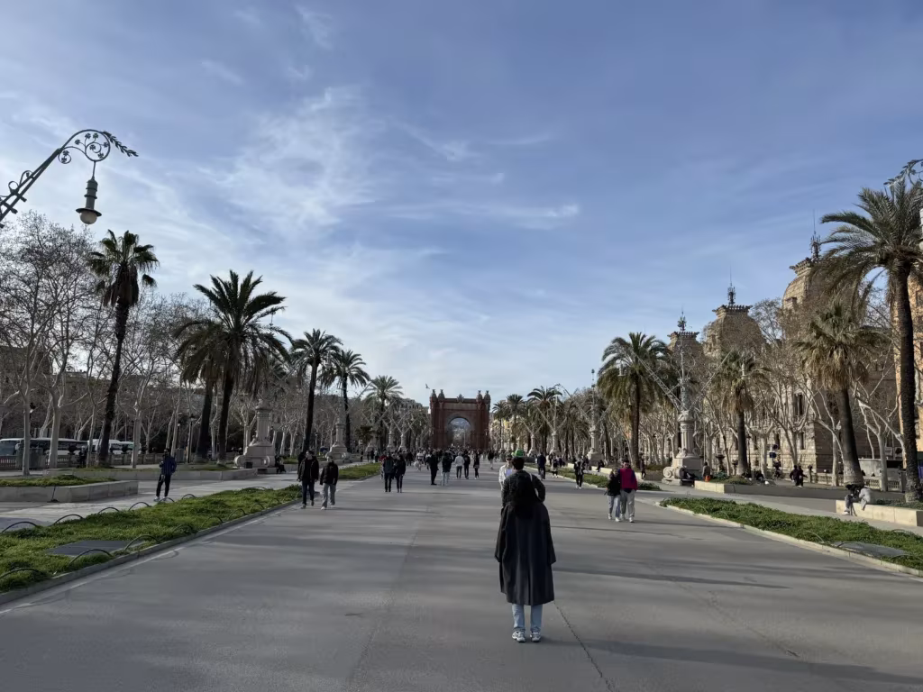 Promenade leading from Arc de Triomf in Barcelona, Spain