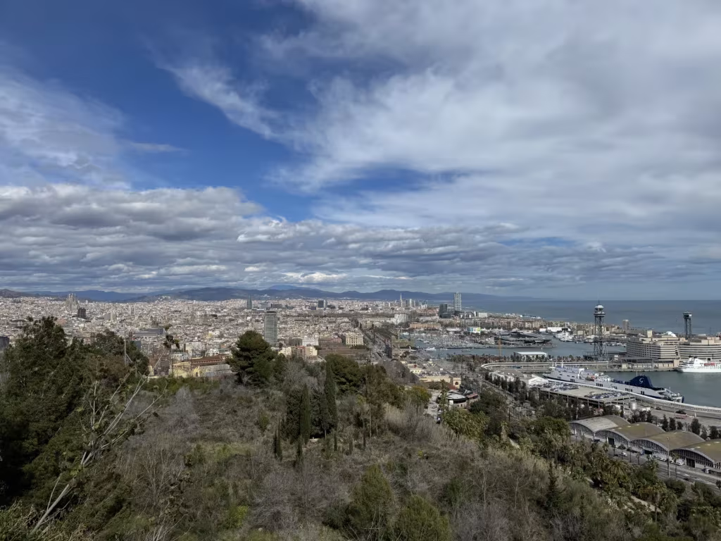 View of the city from Montjuic in Barcelona, Spain