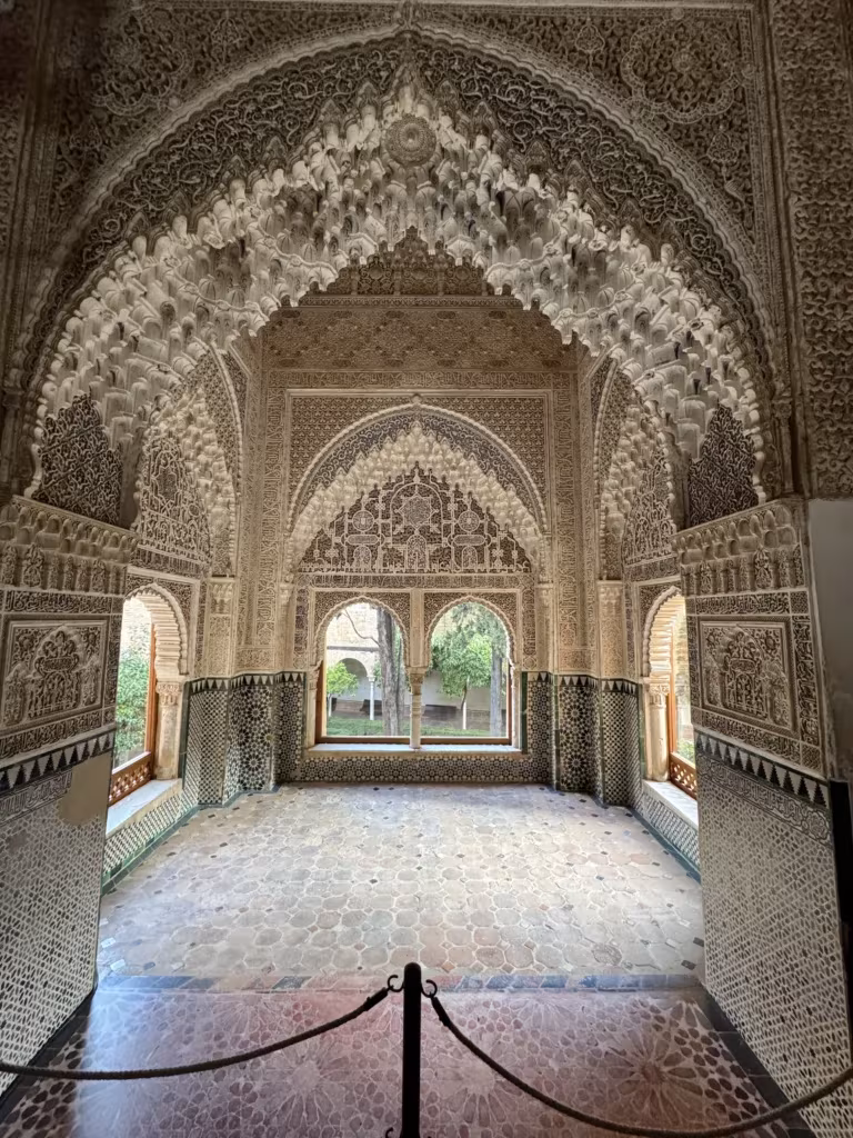 Intricate details at Nasrid Palaces at the Alhambra in Granada