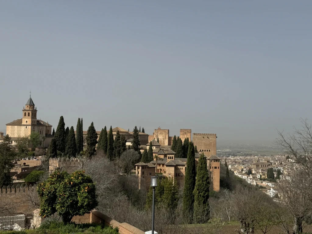 View of The Alhambra from Generalife Gardens in Granada, Spain