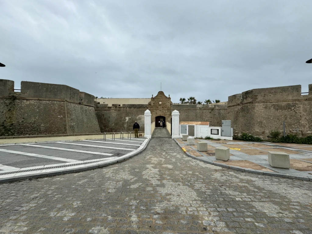 Entrance to Castillo de San Sebastian in Cadiz, Spain