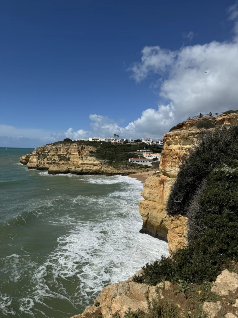 View from cliffs near the Benagil Cave in the Algarve, Portugal